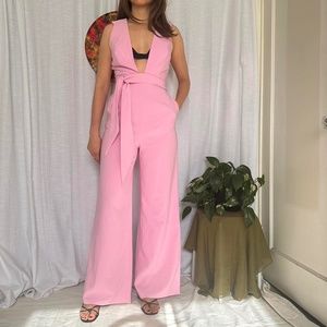 & Other Stories Coquette Feminine Light Pink Jumpsuit with Sash